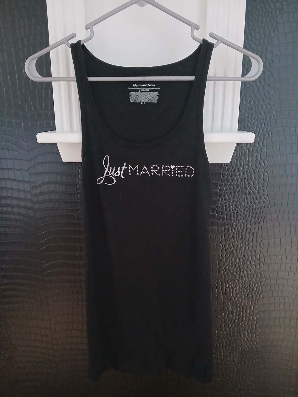 Victoria's Secret Black Rhinestone "Just Married" Tank Top